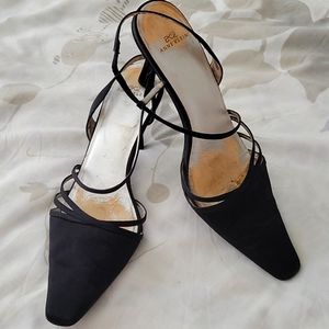 Ann Klein Blk Slingback Satin Shoes